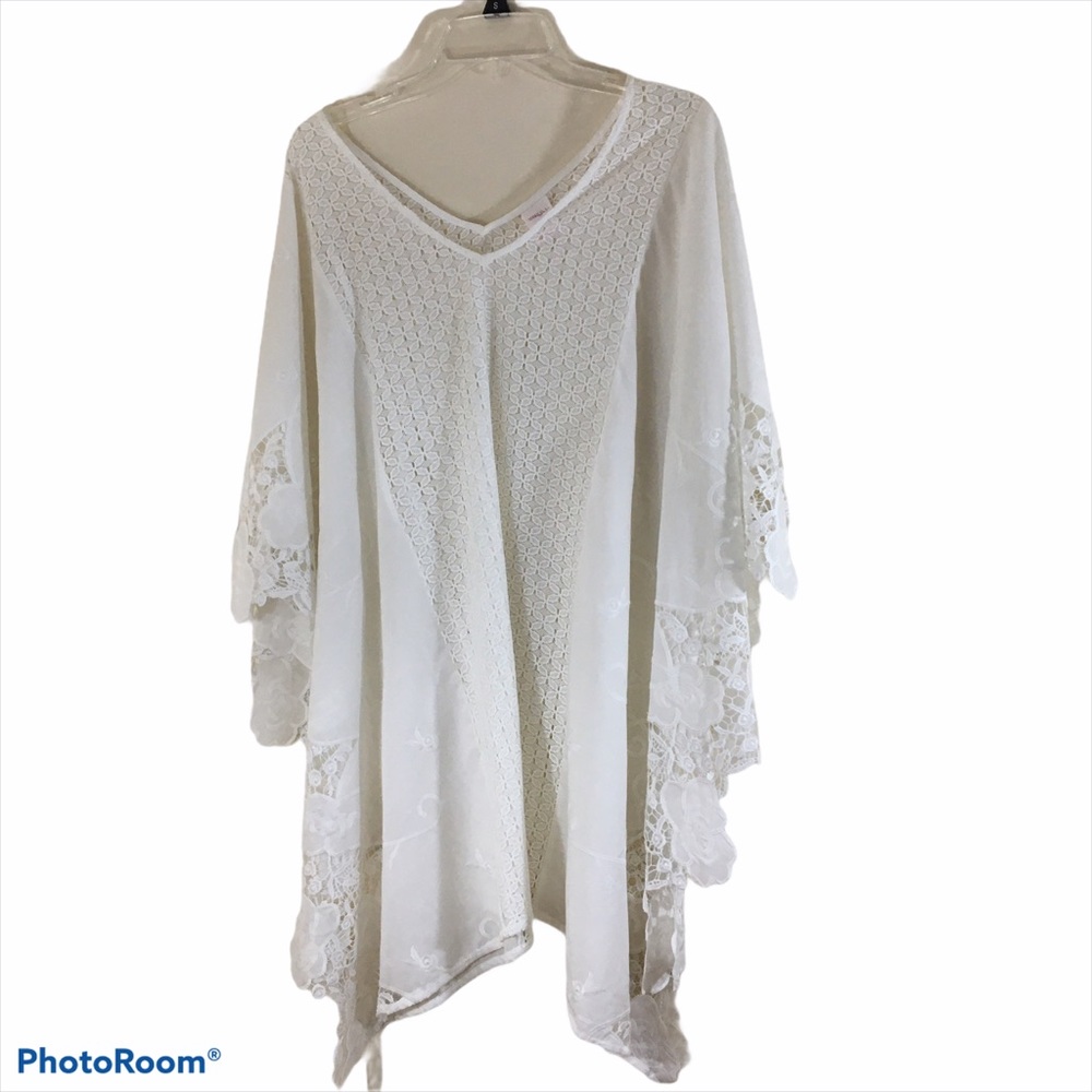 Lace Swim Cover Up White Sz S